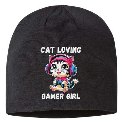 Kawaii Gamer Girl Cat Gamer For Women Sustainable Beanie