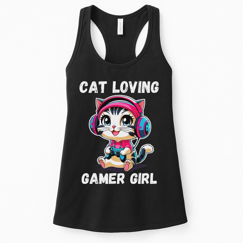 Kawaii Gamer Girl Cat Gamer For Women Womens Tank Top
