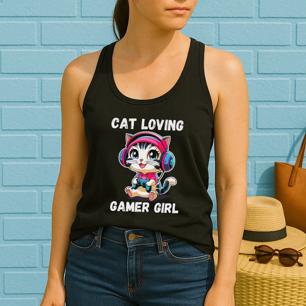 Kawaii Gamer Girl Cat Gamer For Women Womens Tank Top