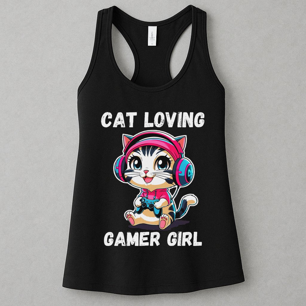 Kawaii Gamer Girl Cat Gamer For Women Womens Tank Top