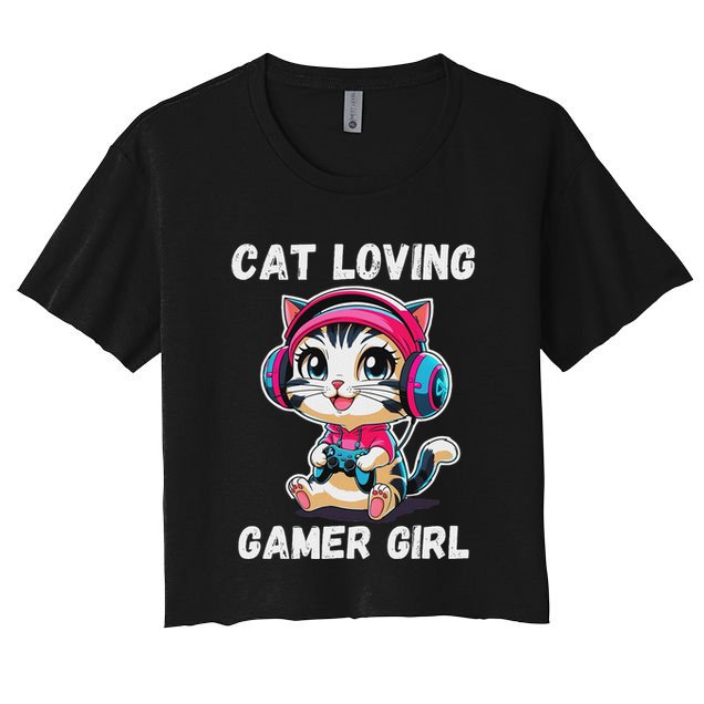 Kawaii Gamer Girl Cat Gamer For Women Crop Top
