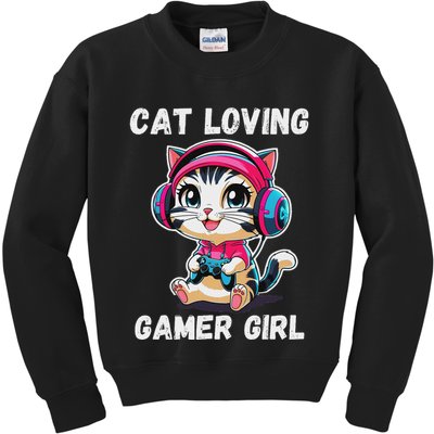 Kawaii Gamer Girl Cat Gamer For Women Kids Sweatshirt
