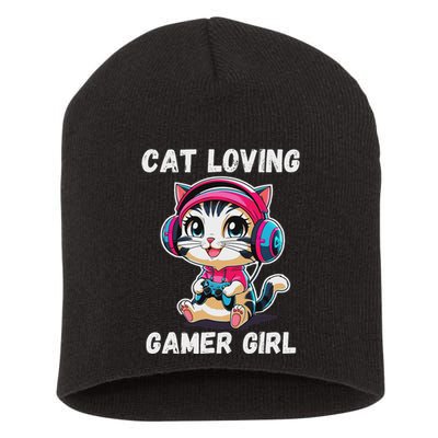 Kawaii Gamer Girl Cat Gamer For Women Short Acrylic Beanie