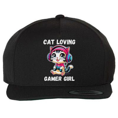 Kawaii Gamer Girl Cat Gamer For Women Wool Snapback Cap