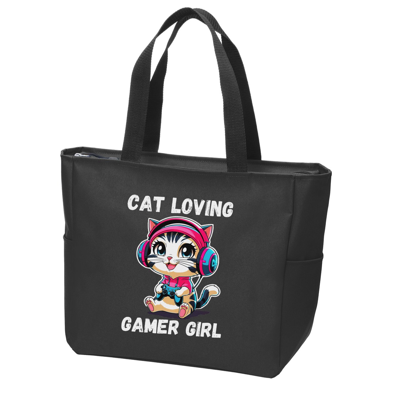 Kawaii Gamer Girl Cat Gamer For Women Zip Tote Bag