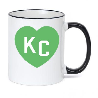 Kc Green Heart Kc Kansas City Green 2 Letter Kc Hearts Kc Funny Gift 11oz Black Color Changing Mug