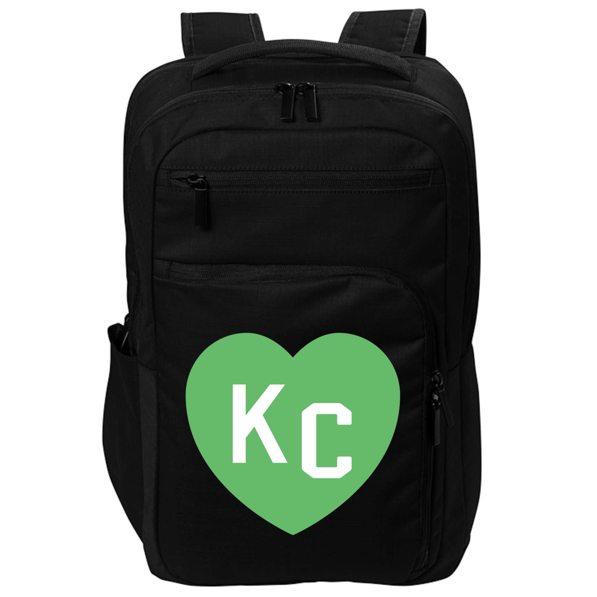 Kc Green Heart Kc Kansas City Green 2 Letter Kc Hearts Kc Funny Gift Impact Tech Backpack