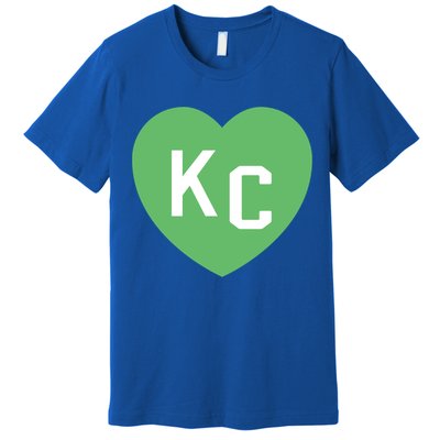 Kc Green Heart Kc Kansas City Green 2 Letter Kc Hearts Kc Funny Gift Premium T-Shirt