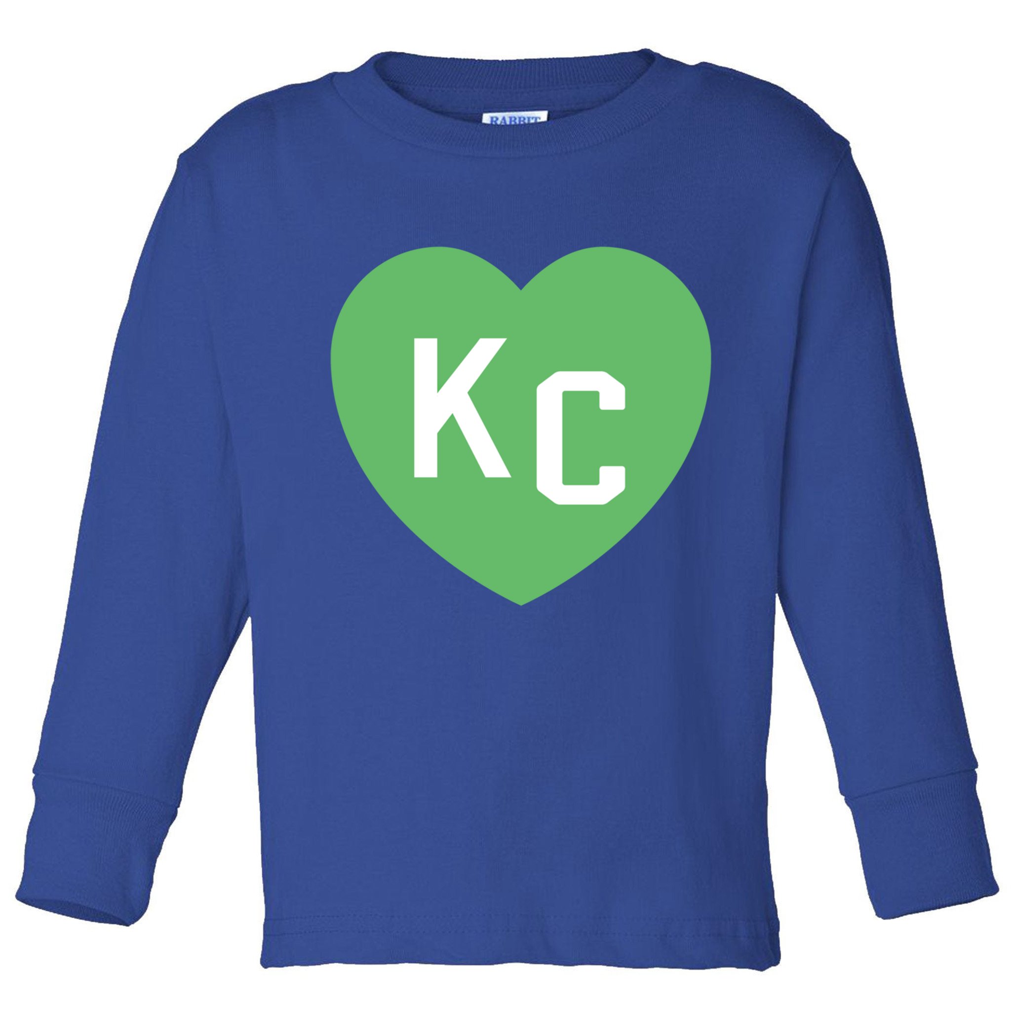 Kc Green Heart Kc Kansas City Green 2 Letter Kc Hearts Kc Funny Gift Toddler Long Sleeve Shirt