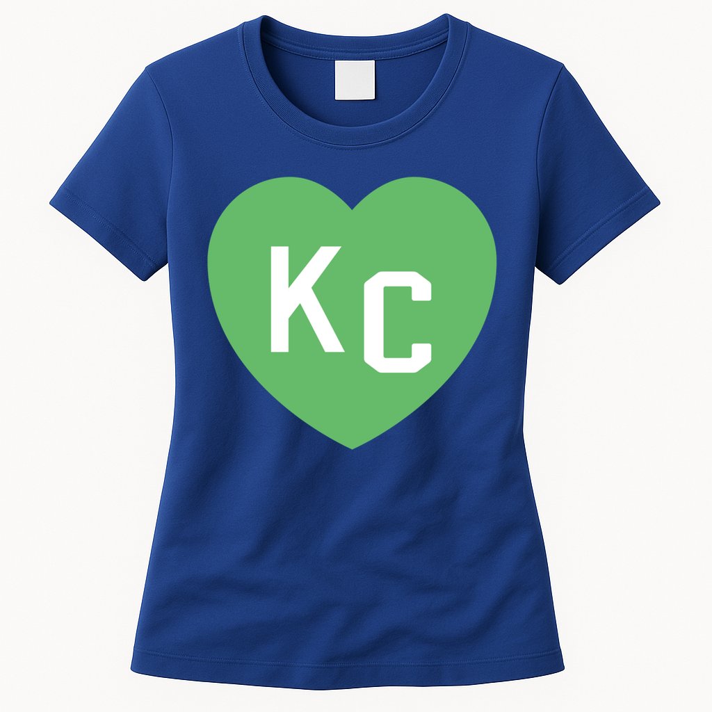 Kc Green Heart Kc Kansas City Green 2 Letter Kc Hearts Kc Funny Gift Womens T-Shirt