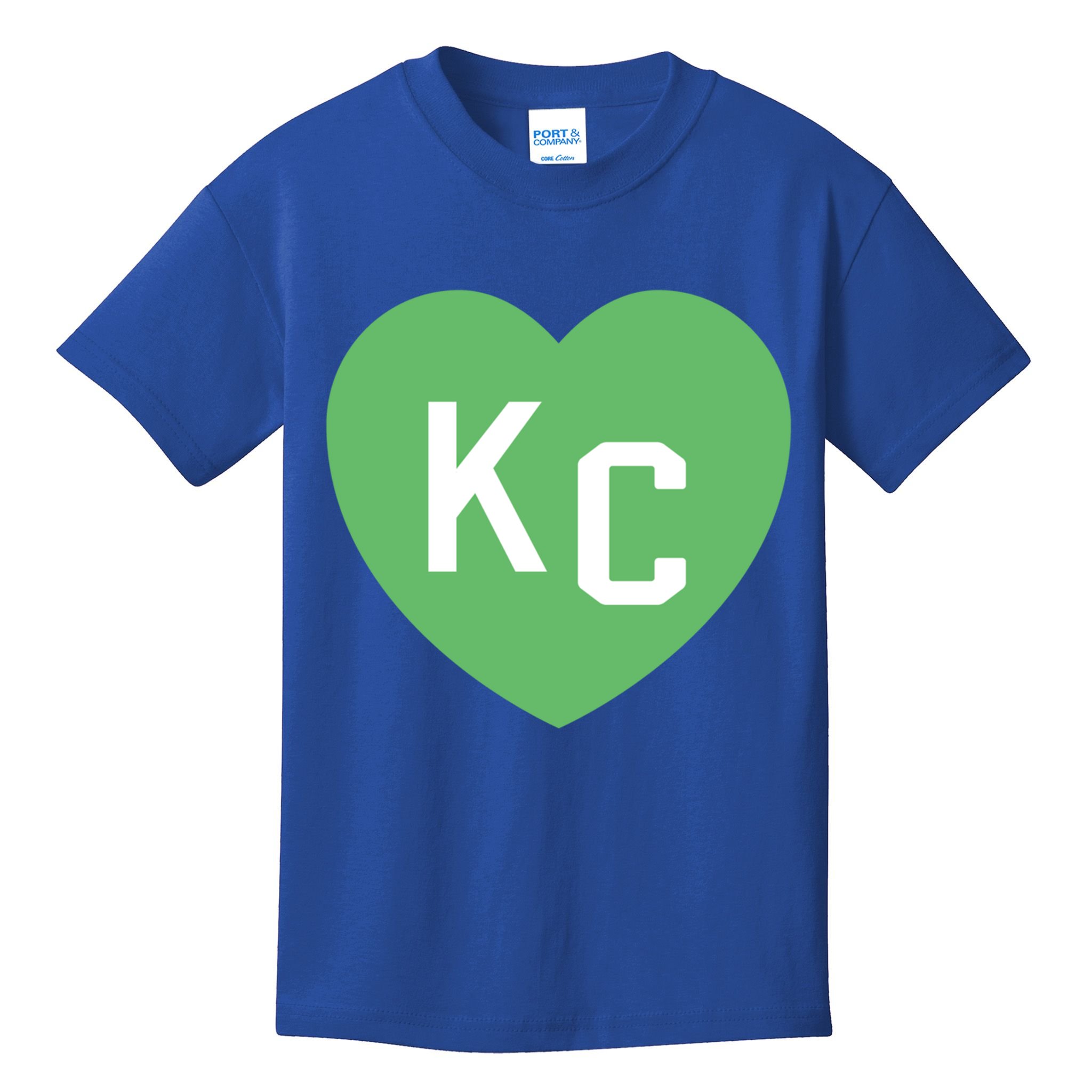 Kc Green Heart Kc Kansas City Green 2 Letter Kc Hearts Kc Funny Gift Kids T-Shirt