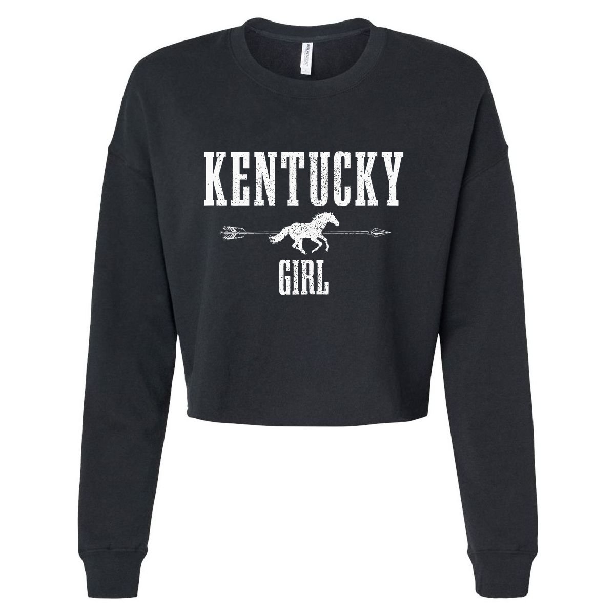 Kentucky Girl Horseback Riding Horse Lover Ky Pride Cropped Pullover Crew