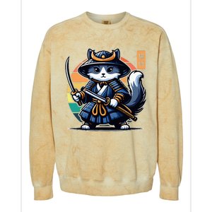 Kawaii Graphic Japanese Anime Manga Samurai Ninja Cat Colorblast Crewneck Sweatshirt