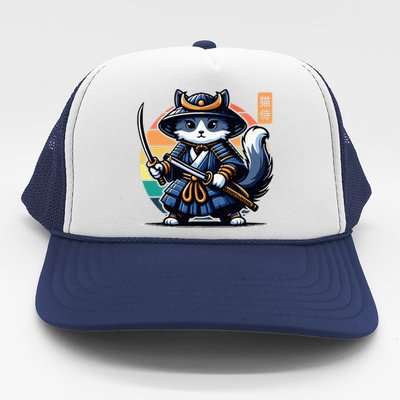 Kawaii Graphic Japanese Anime Manga Samurai Ninja Cat Trucker Hat