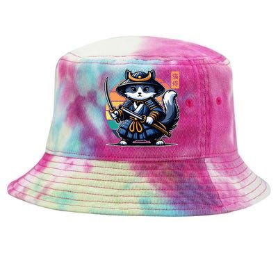 Kawaii Graphic Japanese Anime Manga Samurai Ninja Cat Tie-Dyed Bucket Hat