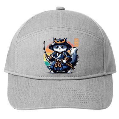 Kawaii Graphic Japanese Anime Manga Samurai Ninja Cat 7-Panel Snapback Hat