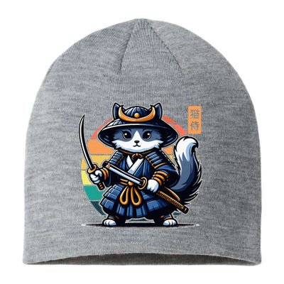 Kawaii Graphic Japanese Anime Manga Samurai Ninja Cat Sustainable Beanie