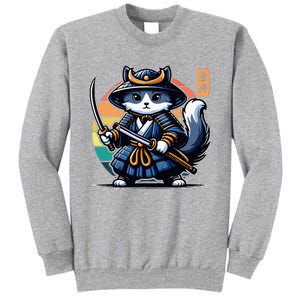 Kawaii Graphic Japanese Anime Manga Samurai Ninja Cat Tall Sweatshirt