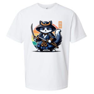 Kawaii Graphic Japanese Anime Manga Samurai Ninja Cat Sueded Cloud Jersey T-Shirt