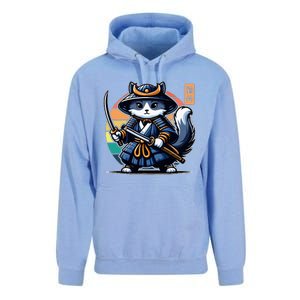 Kawaii Graphic Japanese Anime Manga Samurai Ninja Cat Unisex Surf Hoodie