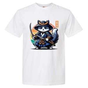 Kawaii Graphic Japanese Anime Manga Samurai Ninja Cat Garment-Dyed Heavyweight T-Shirt