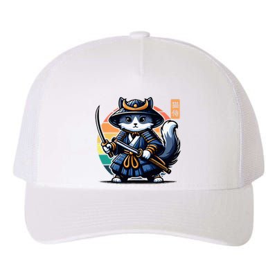 Kawaii Graphic Japanese Anime Manga Samurai Ninja Cat Yupoong Adult 5-Panel Trucker Hat