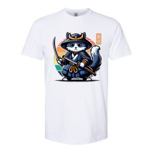 Kawaii Graphic Japanese Anime Manga Samurai Ninja Cat Softstyle CVC T-Shirt