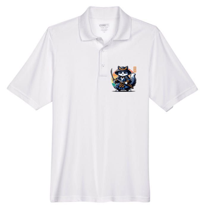 Kawaii Graphic Japanese Anime Manga Samurai Ninja Cat Men's Origin Performance Pique Polo