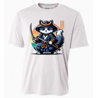 Kawaii Graphic Japanese Anime Manga Samurai Ninja Cat Cooling Performance Crew T-Shirt