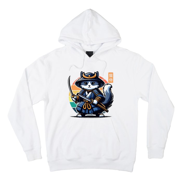 Kawaii Graphic Japanese Anime Manga Samurai Ninja Cat Hoodie