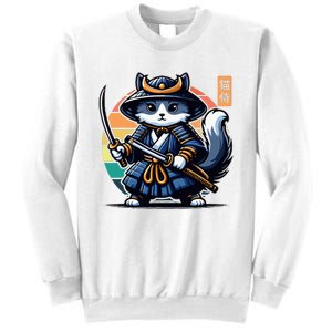 Kawaii Graphic Japanese Anime Manga Samurai Ninja Cat Sweatshirt