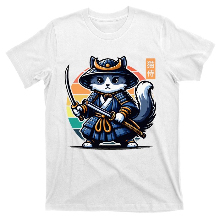 Kawaii Graphic Japanese Anime Manga Samurai Ninja Cat T-Shirt