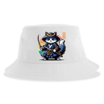 Kawaii Graphic Japanese Anime Manga Samurai Ninja Cat Sustainable Bucket Hat