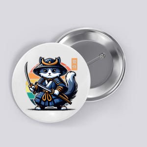 Kawaii Graphic Japanese Anime Manga Samurai Ninja Cat Button