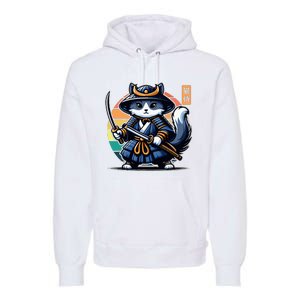 Kawaii Graphic Japanese Anime Manga Samurai Ninja Cat Premium Hoodie