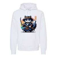 Kawaii Graphic Japanese Anime Manga Samurai Ninja Cat Premium Hoodie