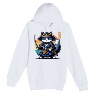 Kawaii Graphic Japanese Anime Manga Samurai Ninja Cat Premium Pullover Hoodie