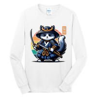 Kawaii Graphic Japanese Anime Manga Samurai Ninja Cat Tall Long Sleeve T-Shirt