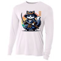 Kawaii Graphic Japanese Anime Manga Samurai Ninja Cat Cooling Performance Long Sleeve Crew