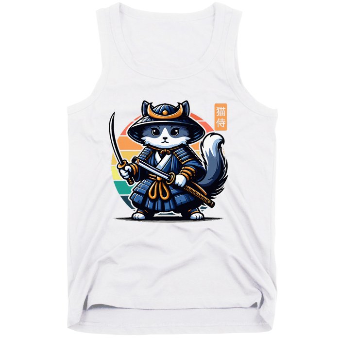 Kawaii Graphic Japanese Anime Manga Samurai Ninja Cat Tank Top