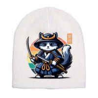 Kawaii Graphic Japanese Anime Manga Samurai Ninja Cat Short Acrylic Beanie