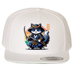 Kawaii Graphic Japanese Anime Manga Samurai Ninja Cat Wool Snapback Cap