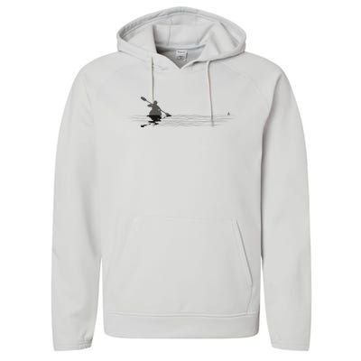 Kayaking Graphic Kayak Silhouette Kayaker Canoe Paddling Performance Fleece Hoodie