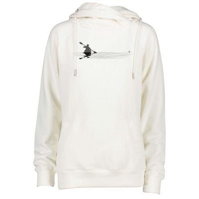 Kayaking Graphic Kayak Silhouette Kayaker Canoe Paddling Womens Funnel Neck Pullover Hood