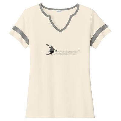 Kayaking Graphic Kayak Silhouette Kayaker Canoe Paddling Ladies Halftime Notch Neck Tee