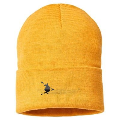 Kayaking Graphic Kayak Silhouette Kayaker Canoe Paddling Sustainable Knit Beanie