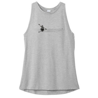 Kayaking Graphic Kayak Silhouette Kayaker Canoe Paddling Ladies PosiCharge Tri-Blend Wicking Tank