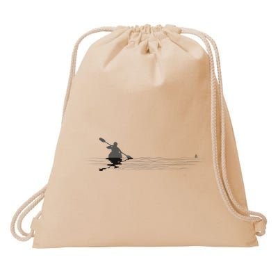 Kayaking Graphic Kayak Silhouette Kayaker Canoe Paddling Drawstring Bag
