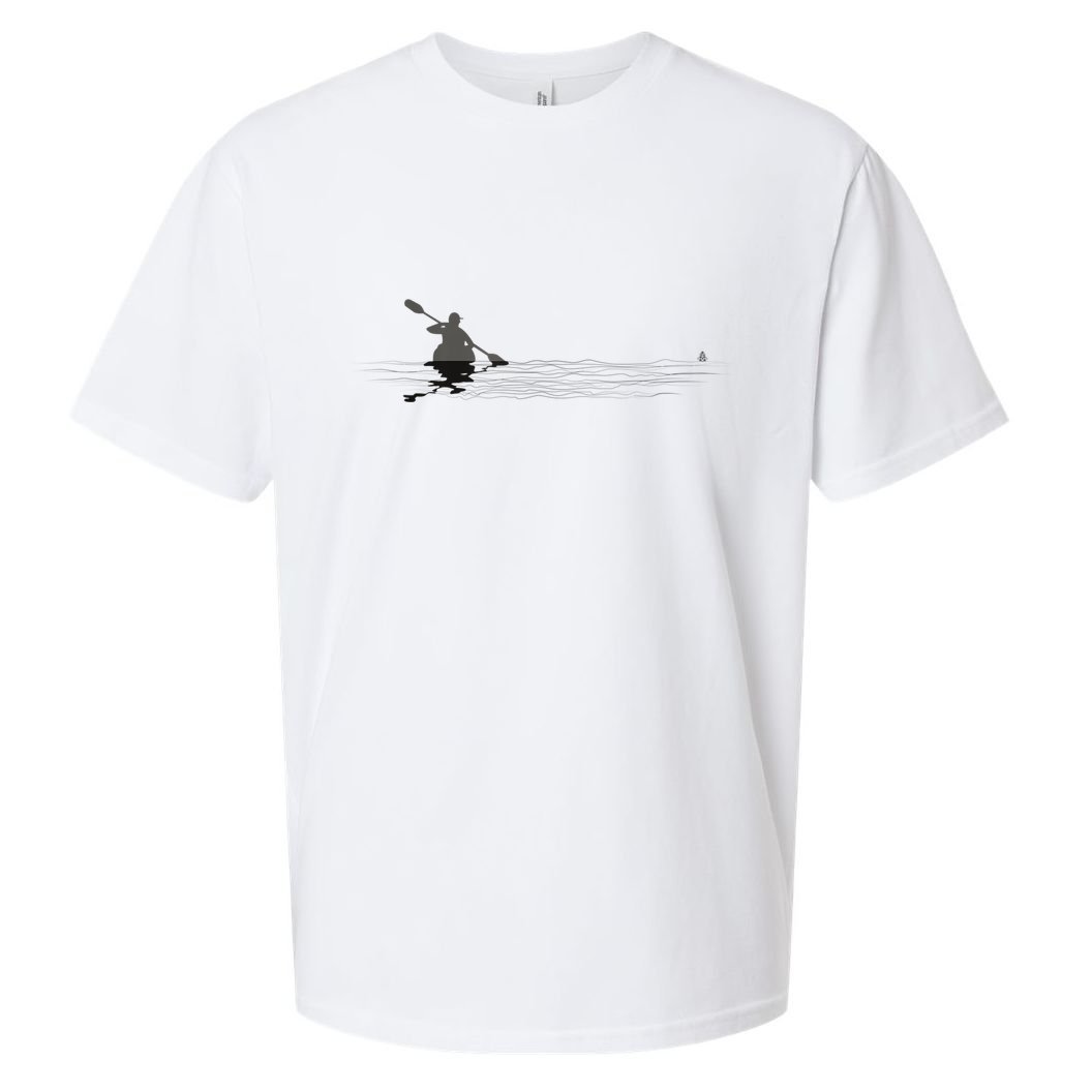 Kayaking Graphic Kayak Silhouette Kayaker Canoe Paddling Sueded Cloud Jersey T-Shirt