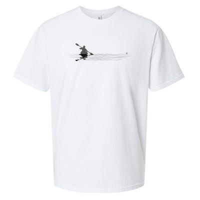 Kayaking Graphic Kayak Silhouette Kayaker Canoe Paddling Sueded Cloud Jersey T-Shirt